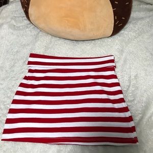 Red and White Striped Skirt